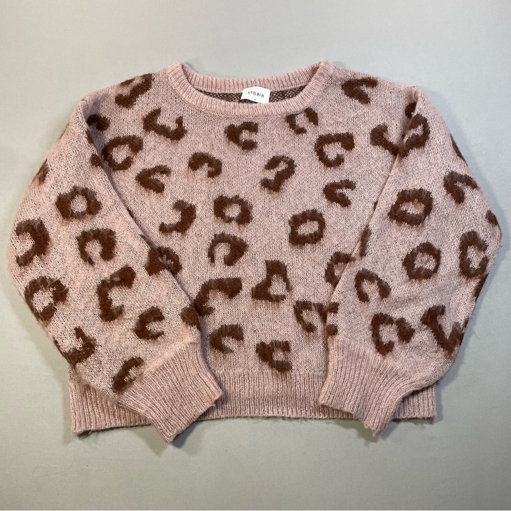 Storia Leopard Print Knit Crew Neck Sweater - Womens Medium